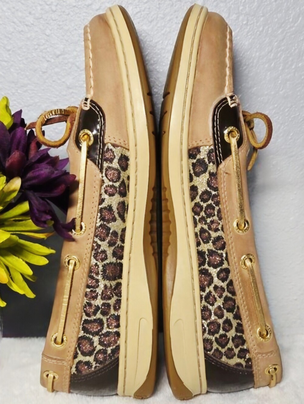 Sperry Leopard Sparkle Metallic Panel Boat Shoes - EUC – Size: 7.5 (Women’s)